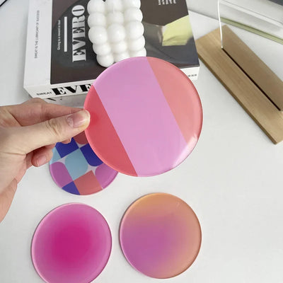 Bauhaus Color Coaster | Modern Acrylic Round Table Accent