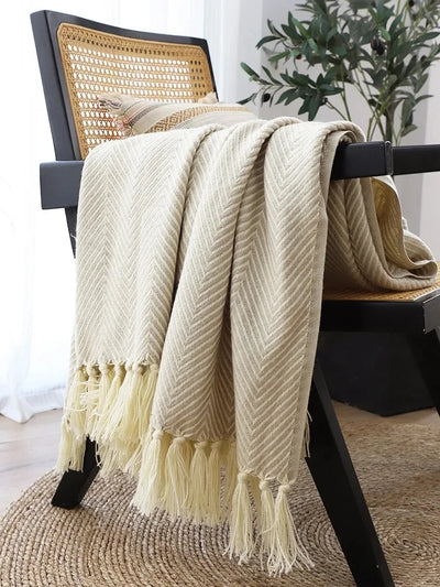 Jacquard Throw Blanket | Modern Striped Geometric Design