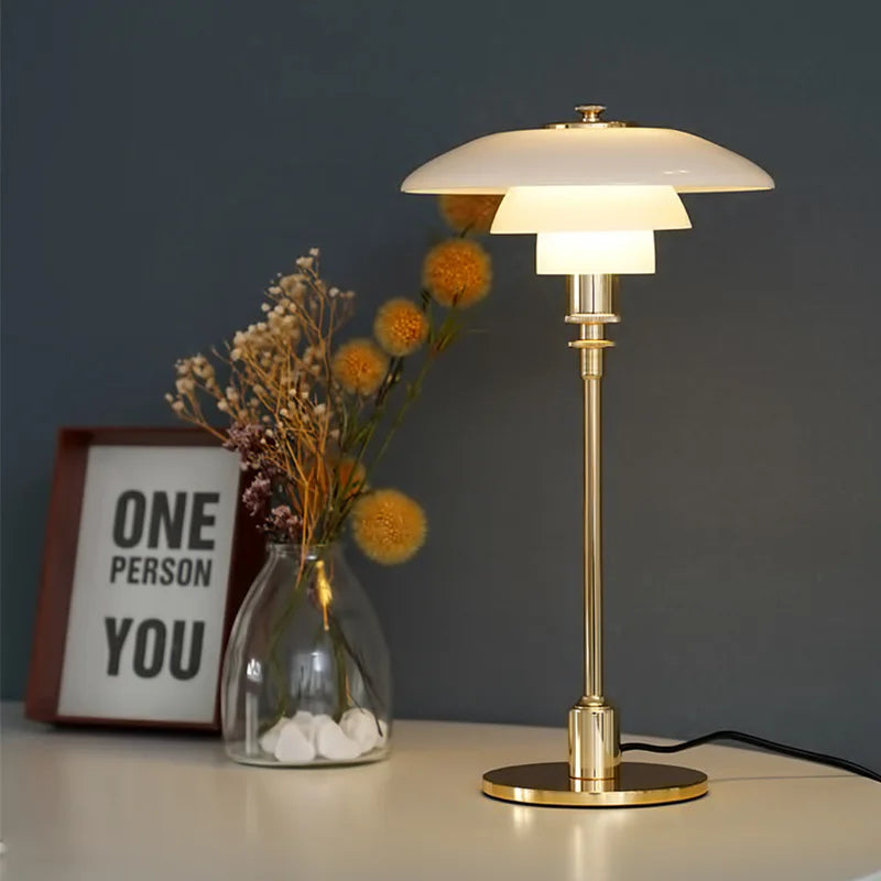 Layered Led Table Lamp | Modern Desk Light with E27 Bulbs