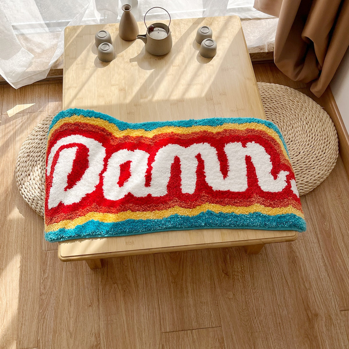 Rainbow Tufted Rug - Handmade Colorful Letter Mat