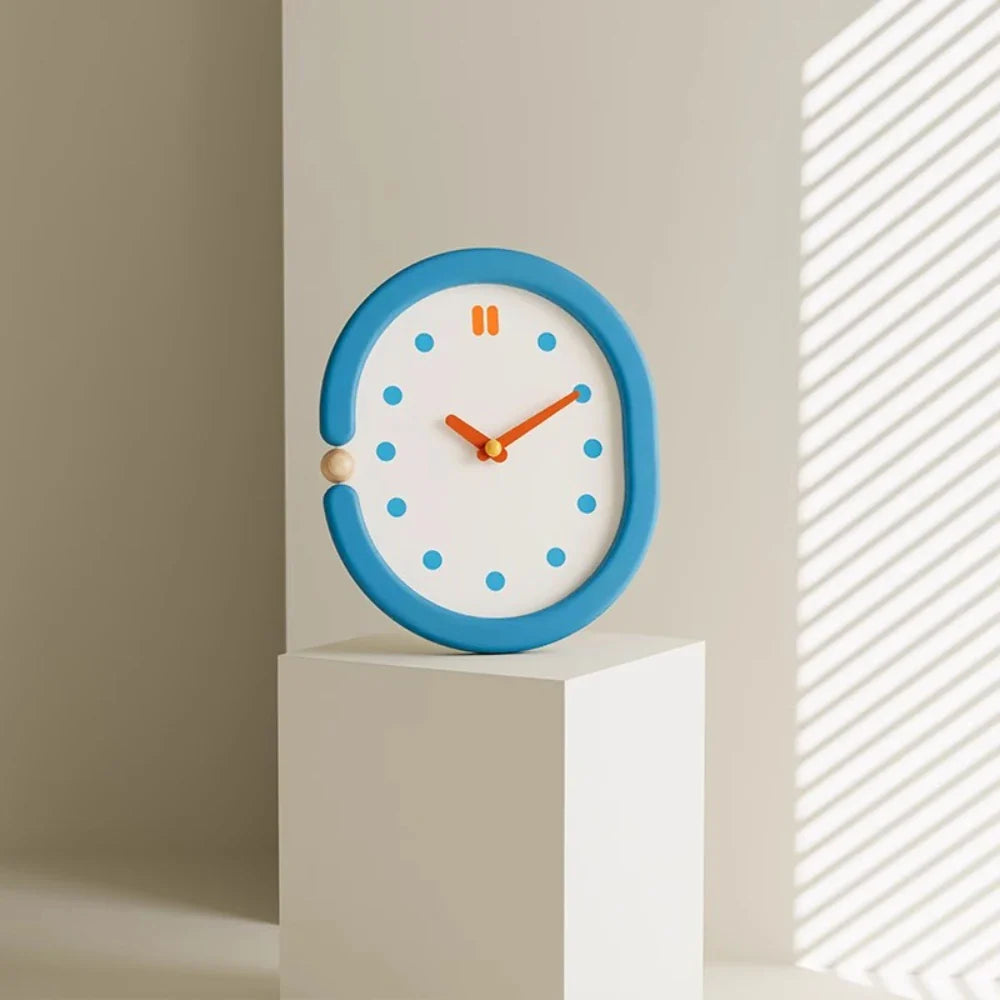 Pendulum Wall Clock - Japanese Minimalist Oval Blue Design