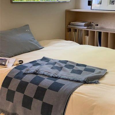 Plaid Throw Blanket – Retro Cotton 55x55 Inch Cozy Throw