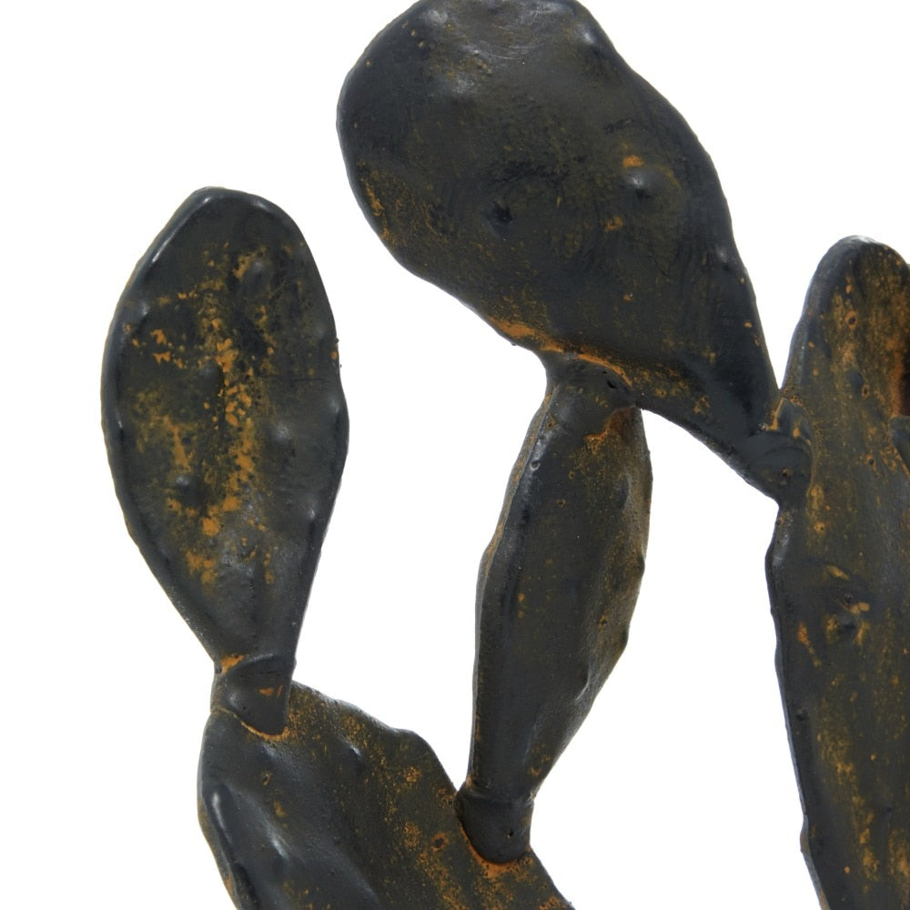 Black Cactus Sculpture - Rustic Polystone Decor