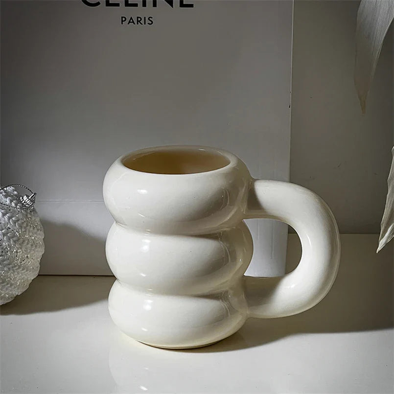 Embossed Donut Mug - 14oz Ceramic Coffee Cup