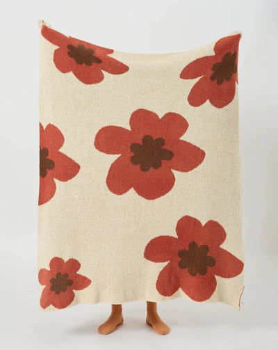 Microfiber Throw Blanket - Lightweight Floral Knit Cover
