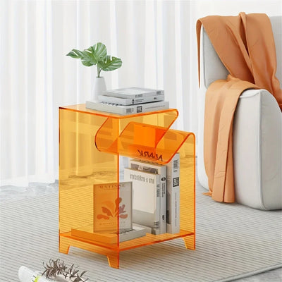 Acrylic Side Table - Modern Bent Minimalist Design