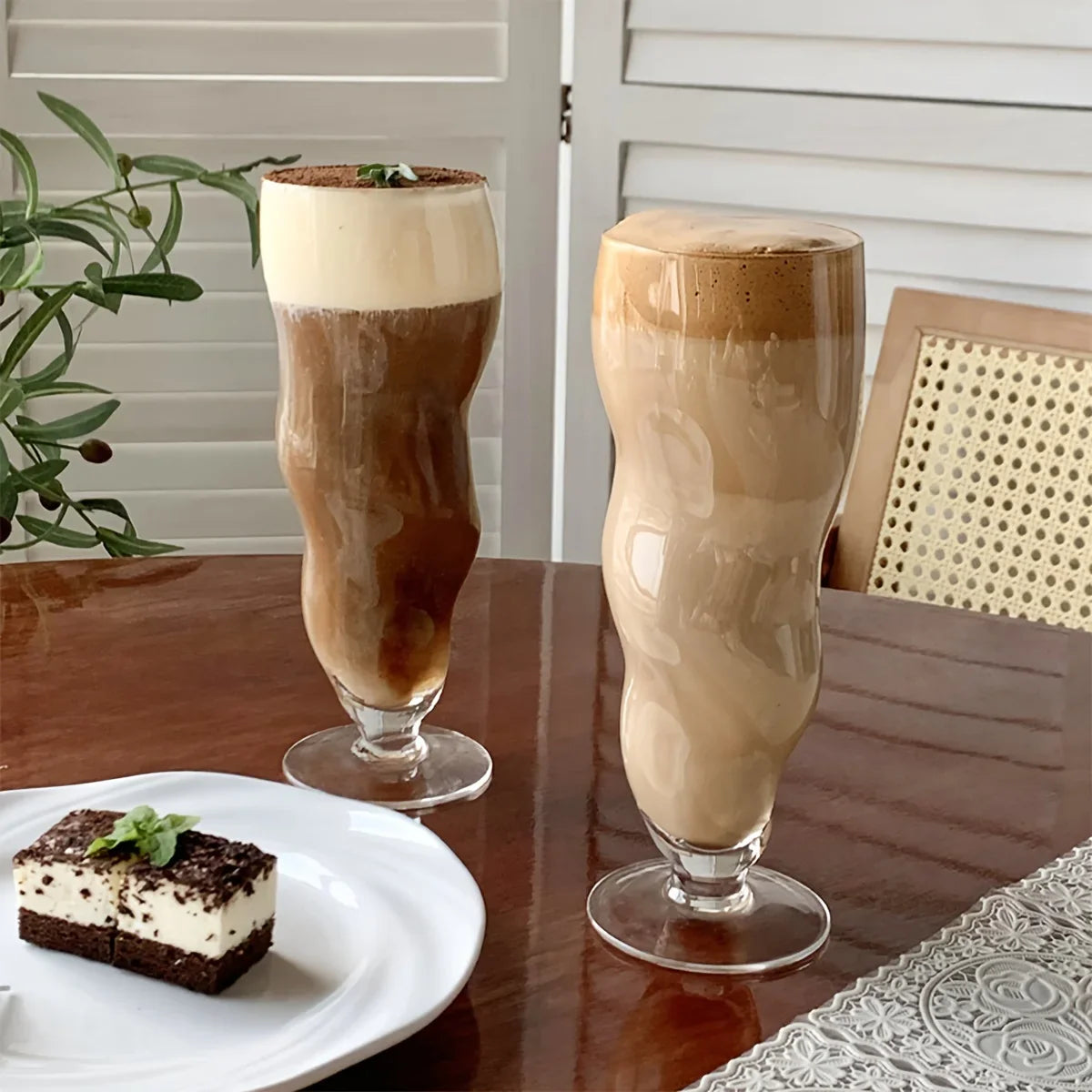 Wavy Cone Glass Cup - Stylish Durable Beverage Glass
