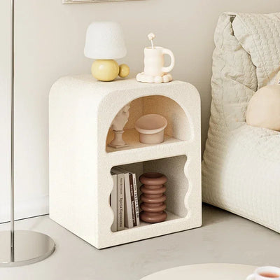 Nordic Cabinet Nightstand - Wooden Side Table With Irregular Shelf Design