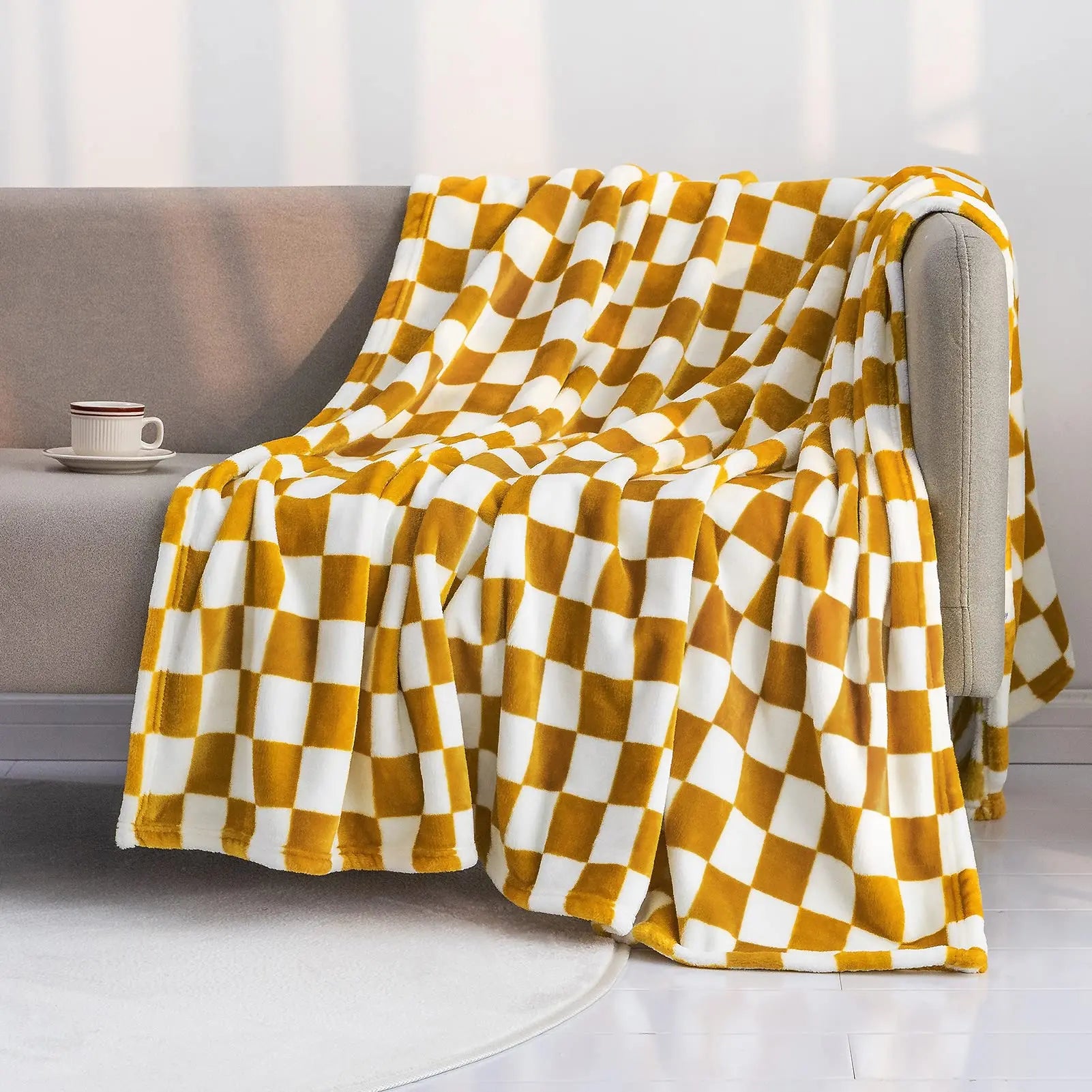 Plaid Throw Blanket | Soft Cotton Polyester Checkerboard