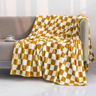 Plaid Throw Blanket | Soft Cotton Polyester Checkerboard