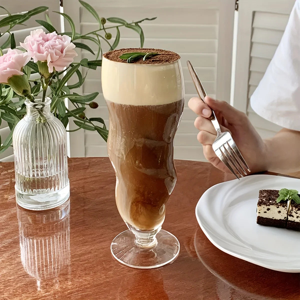 Wavy Cone Glass Cup - Stylish Durable Beverage Glass