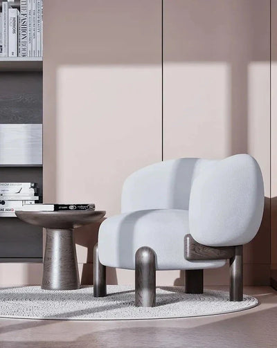 Nordic Lounge Chair - Solid Wood Fabric Sofa