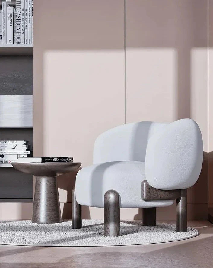 Nordic Lounge Chair - Solid Wood Fabric Sofa