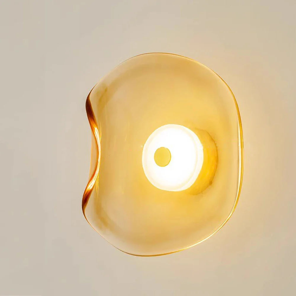 Minimalist Glass Wall Lamp - Bent Glass Fixture, LED Ambient Light