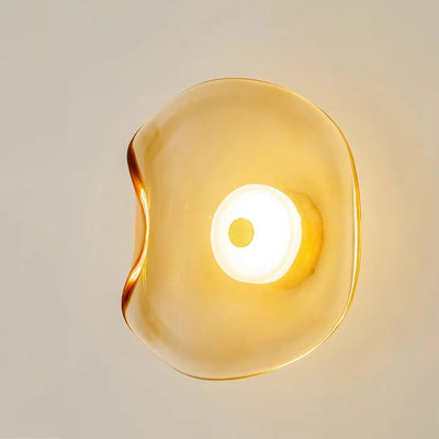 Minimalist Glass Wall Lamp - Bent Glass Fixture, LED Ambient Light