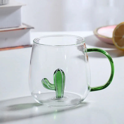 Borosilicate Glass Mug - 3D Animal Design, Color Handle