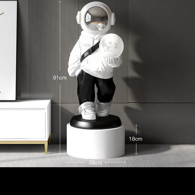 Astronaut Floor Statue Ceramic Sculpture With Moon Lamp