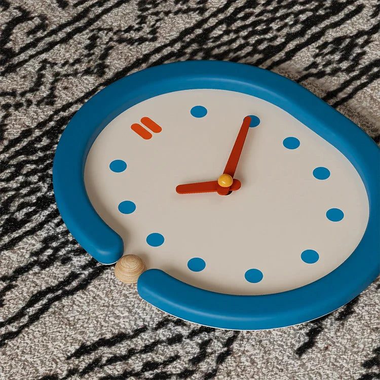 Pendulum Wall Clock - Japanese Minimalist Oval Blue Design