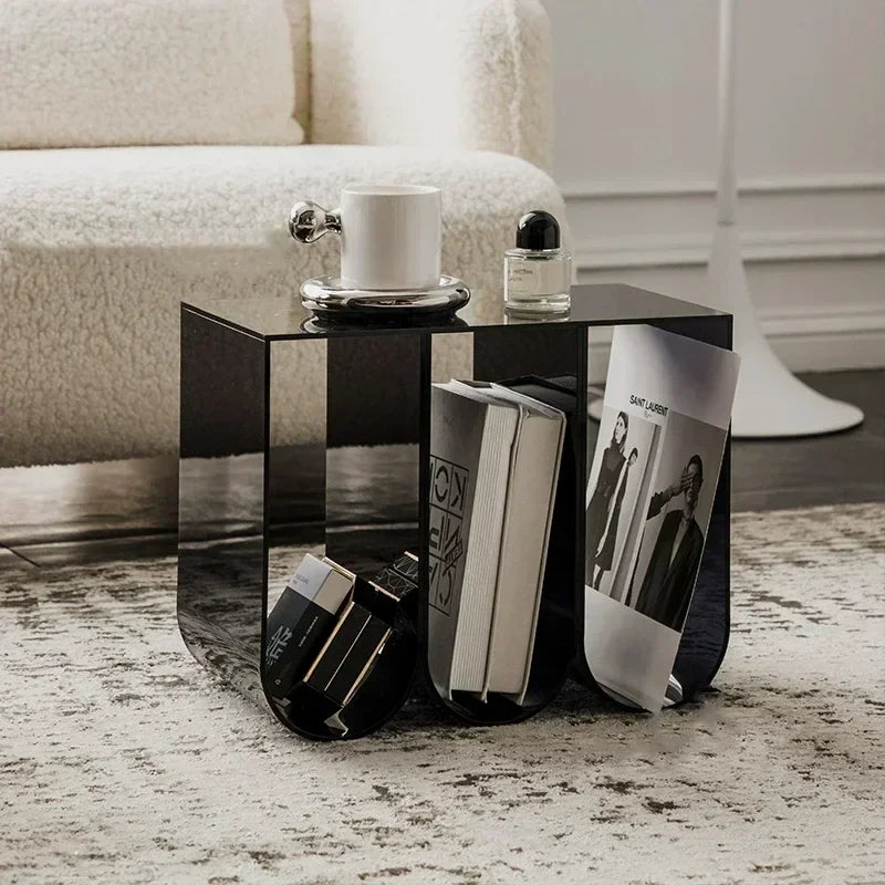Acrylic Multipurpose Table - Embossed Design Clear Acrylic Side Table
