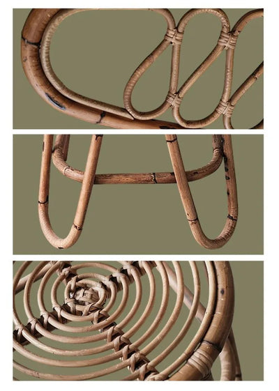 Japanese Rattan Chair – Handcrafted High Back Wood & Rattan Seating