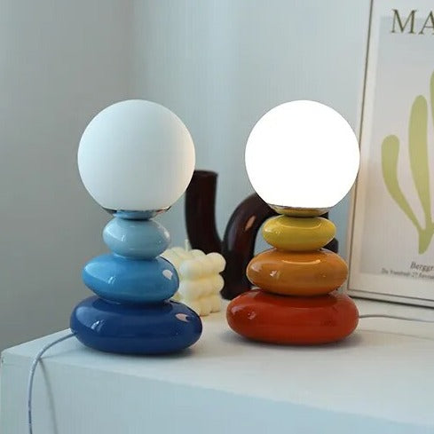 Colored Ceramic Lamp - Unique Rainbow Decorative Desk Light