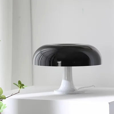 Wide Mushroom Table Lamp - Black Modern USB Corded Light