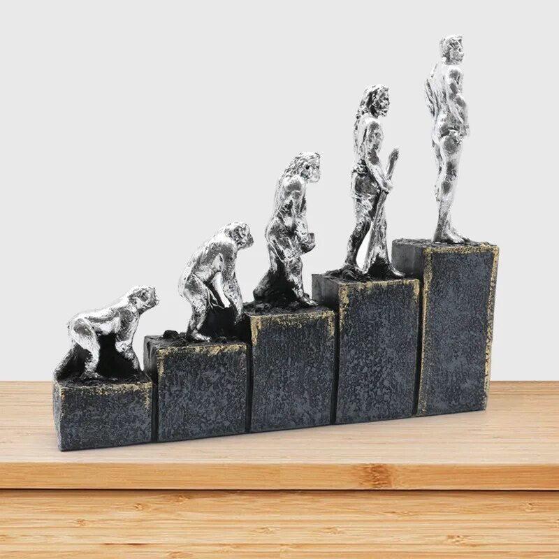 Evolution Figurine Sculpture - Ceramic Resin Art