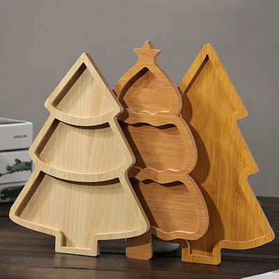 Christmas Tree Wooden Tray - Rustic Holiday Serving Platter