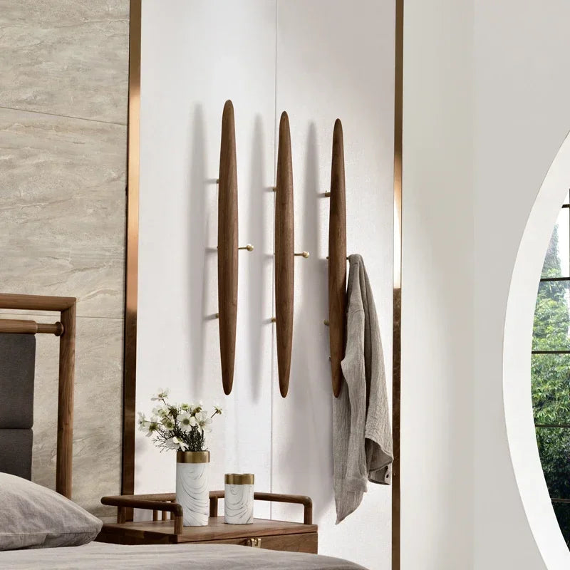 Solid Wood Coat Rack - Vintage Japanese Oak Wall Hanger