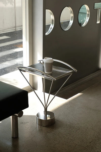 Stainless Steel Side Table - Arc Sculptural Accent