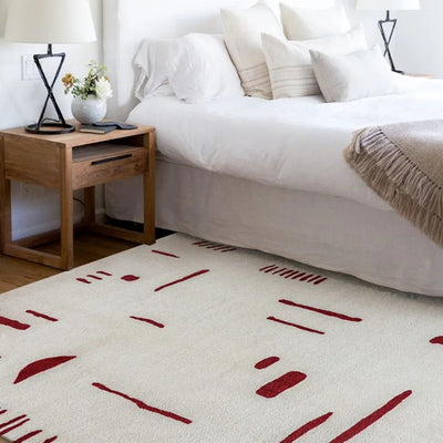Retro Area Rug – Abstract Pattern Red Carpet