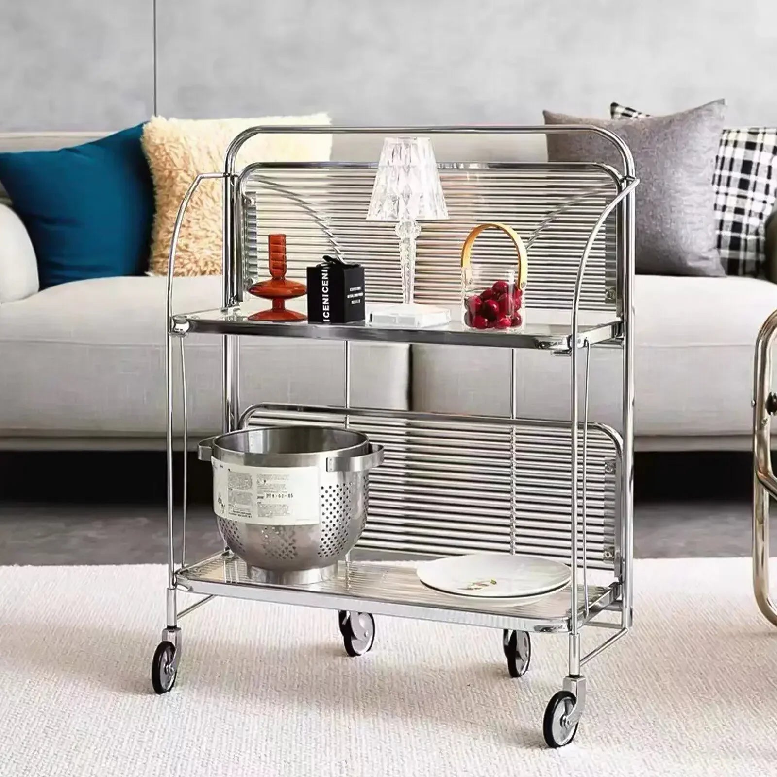 Foldable Glass Shelf - Stainless Steel Frame | Space Saving Organizer