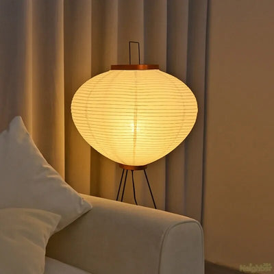Japanese Floor Lantern – Rice Paper Round Lamp