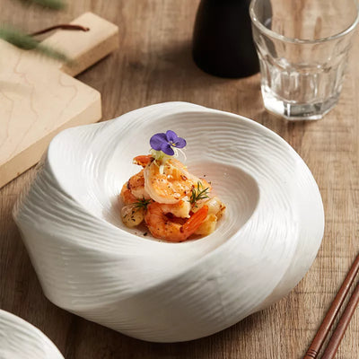Ceramic Dining Plate - Spiral Elevated 8 Inch Luxury