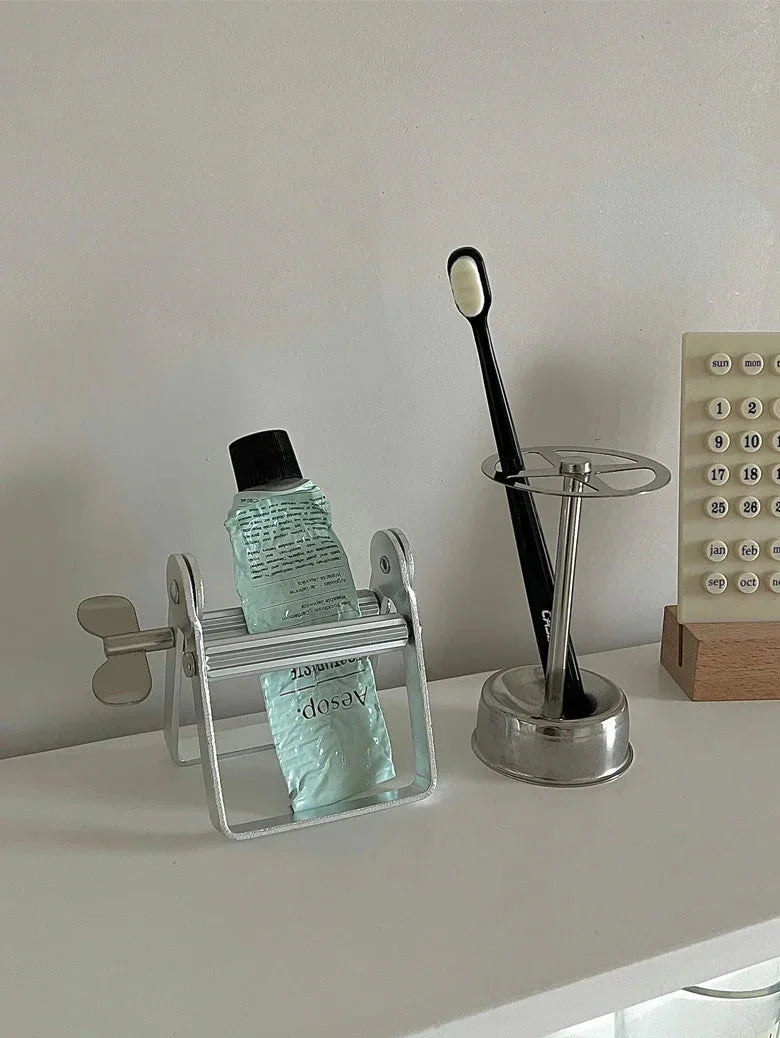 Vintage Toothpaste Holder | Compact Stainless Steel Tube Organizer
