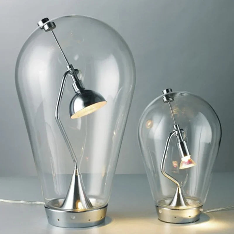 Blown Glass Table Lamp - Chrome Modern Glass Lamp