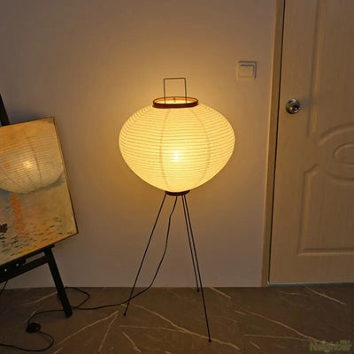 Japanese Floor Lantern – Rice Paper Round Lamp