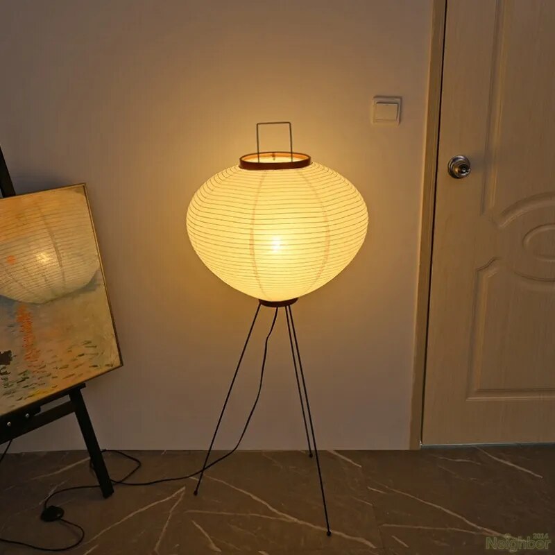 Japanese Floor Lantern – Rice Paper Round Lamp