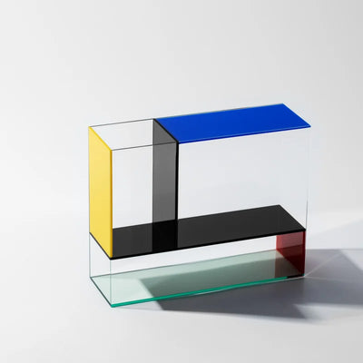 Color block glass vase, alternate angle showing stepped form