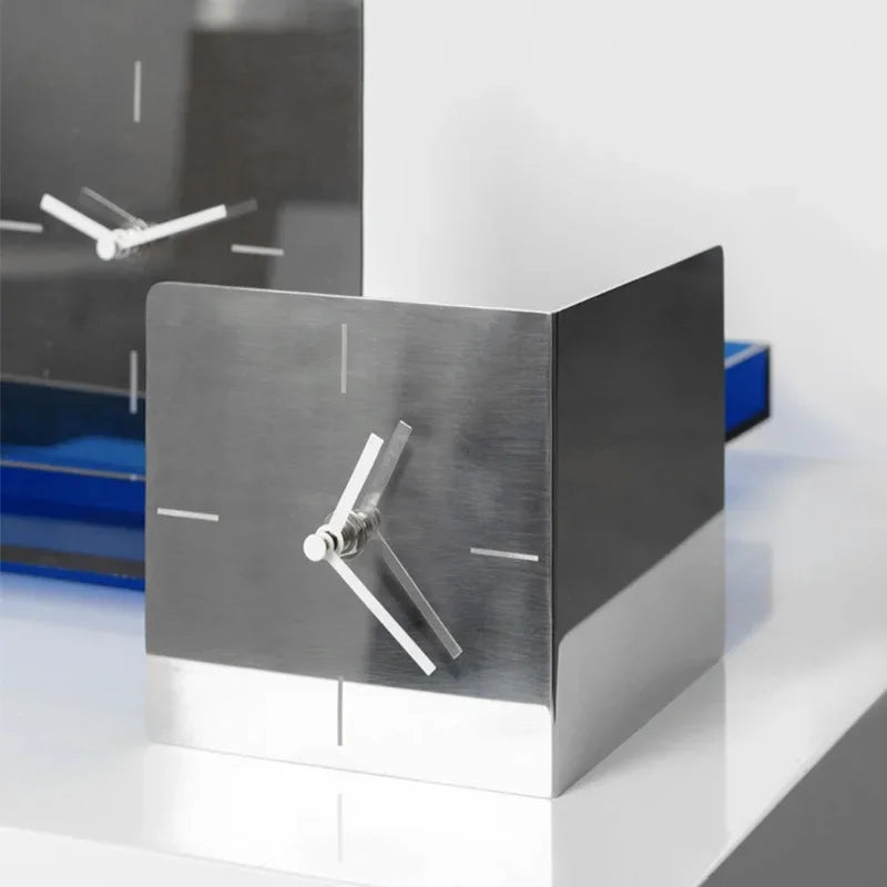 Stainless Steel Table Clock - Functional Industrial Piece