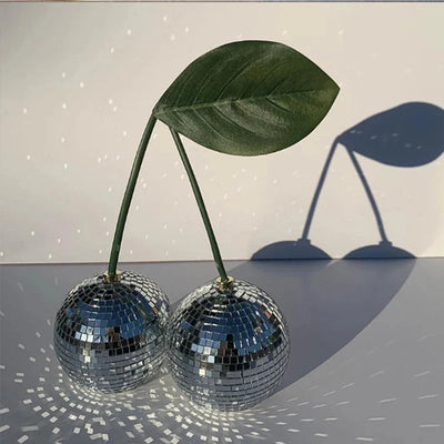 Disco Ball Ornament - 4 Inch Glass Cherry Sparkle