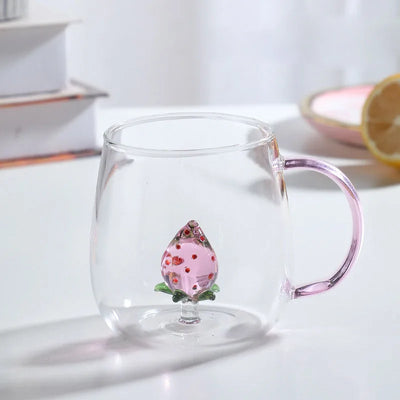Borosilicate Glass Mug - 3D Animal Design, Color Handle