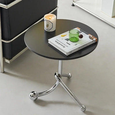 Vintage Round Side Table - Twisted Metal Frame, Stainless Steel Accent