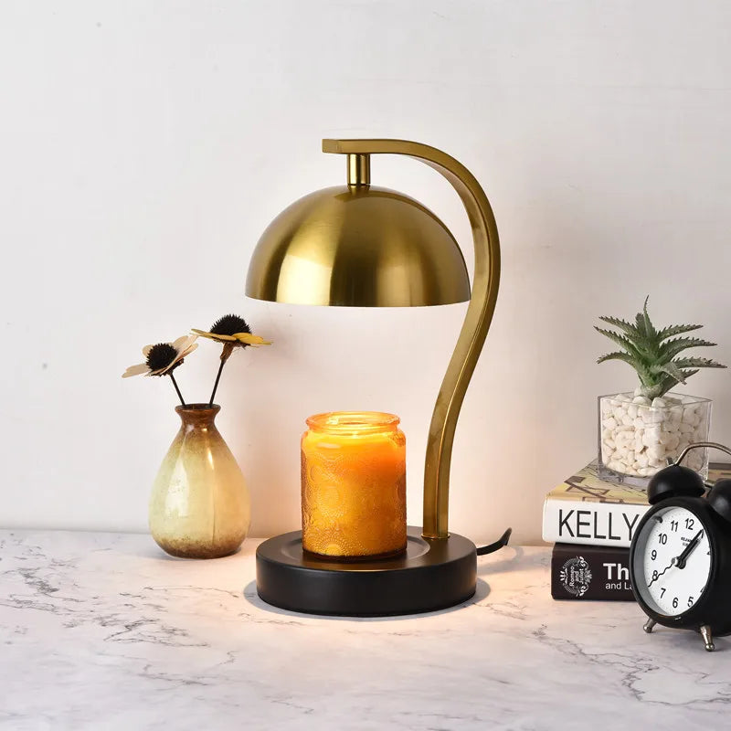 Golden Candle Warmer - Retro Curved Bar Stand Metal Lamp