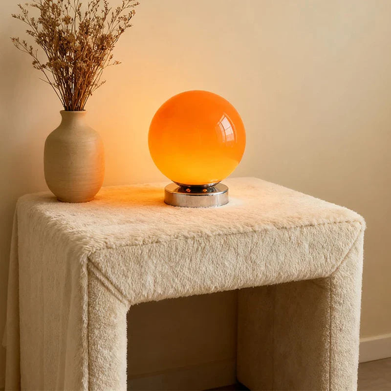 Retro Glass Table Lamp – Chrome Base, Touch Control