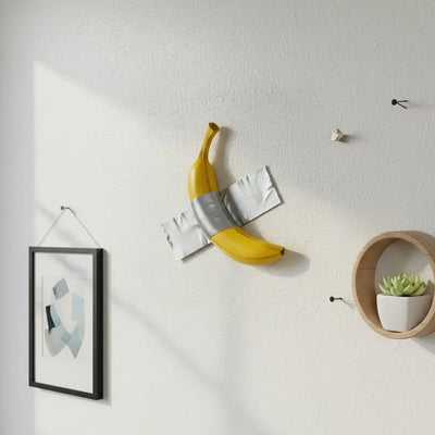 Duck Taped Banana - Playful Art Piece Sculpture
