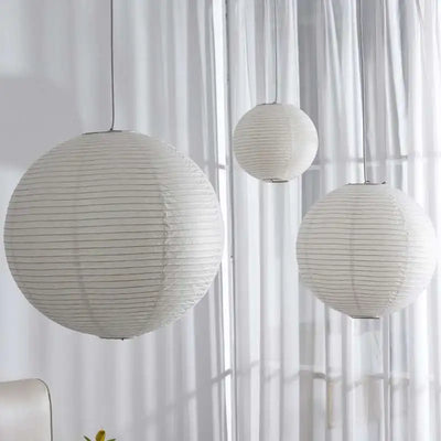 Rice Paper Pendant Lamp - Japanese Ceiling Light Fixture With Adjustable Wire