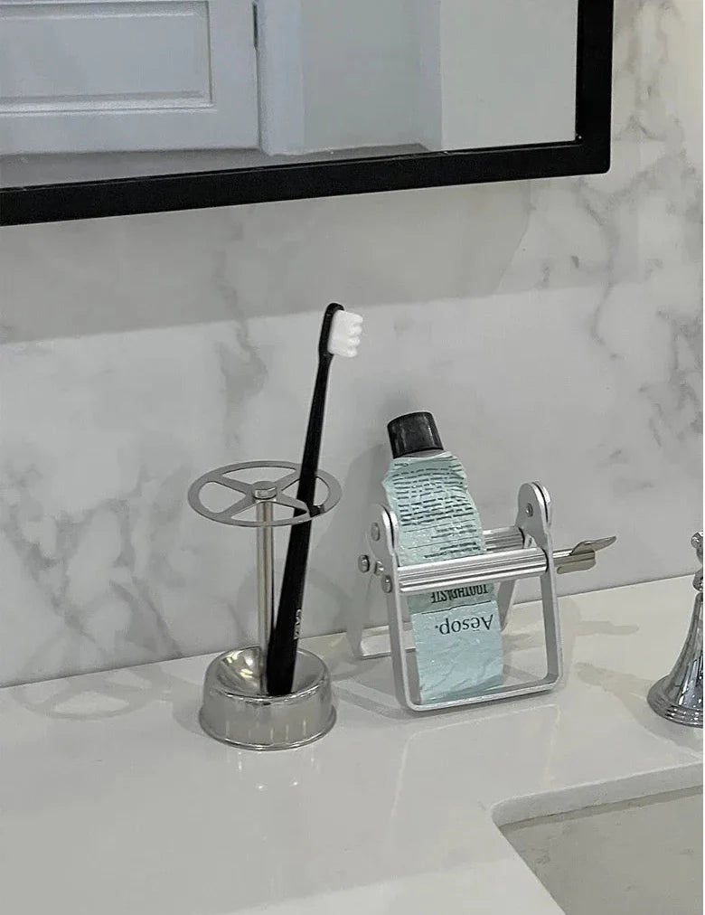 Vintage Toothpaste Holder | Compact Stainless Steel Tube Organizer