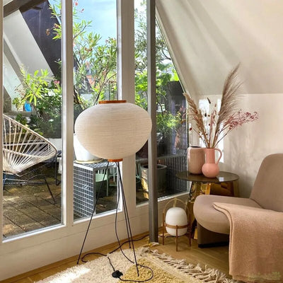 Japanese Floor Lantern – Rice Paper Round Lamp