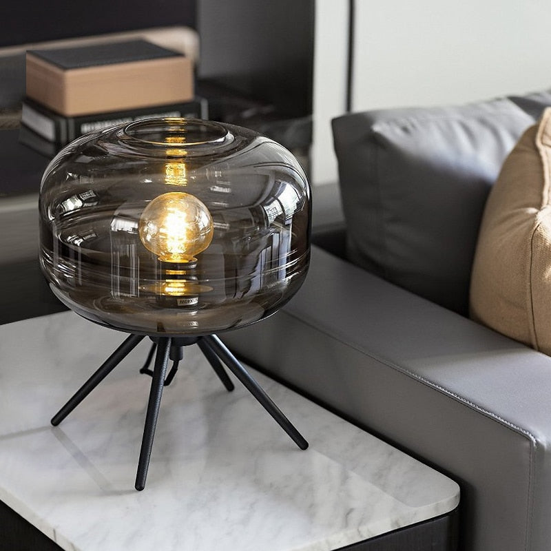 Transparent Glass Lamp – Modern Table Lamp With LED Bulb